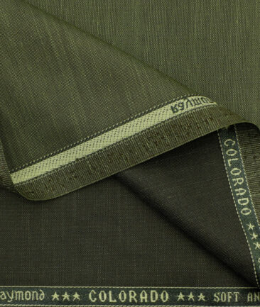 Raymond Men's Polyester Viscose Solids 3.75 Meter Unstitched Suiting Fabric (Dark Green)