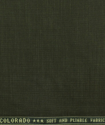 Raymond Men's Polyester Viscose Solids 3.75 Meter Unstitched Suiting Fabric (Dark Green)