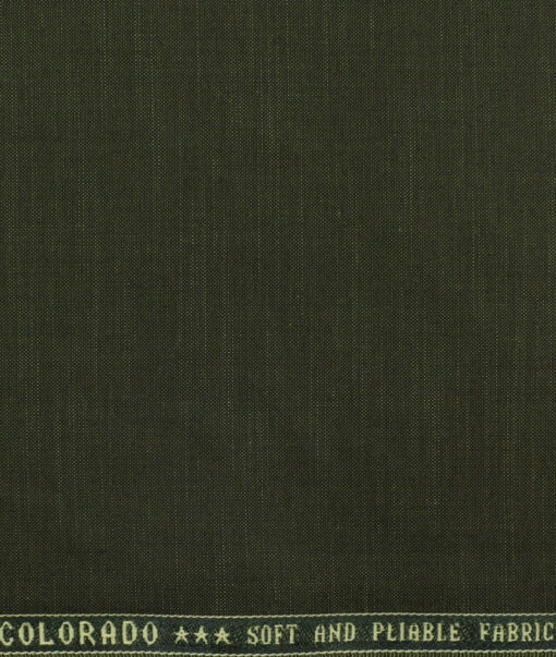 Raymond Men's Polyester Viscose Solids 3.75 Meter Unstitched Suiting Fabric (Dark Green)