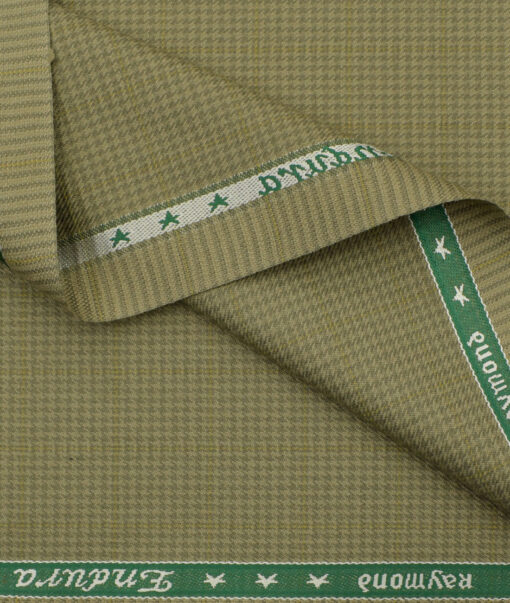 Raymond Men's Polyester Viscose Houndstooth 3.75 Meter Unstitched Suiting Fabric (Khakhi)