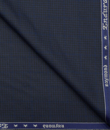 Raymond Men's Polyester Viscose Houndstooth 3.75 Meter Unstitched Suiting Fabric (Dark Blue)