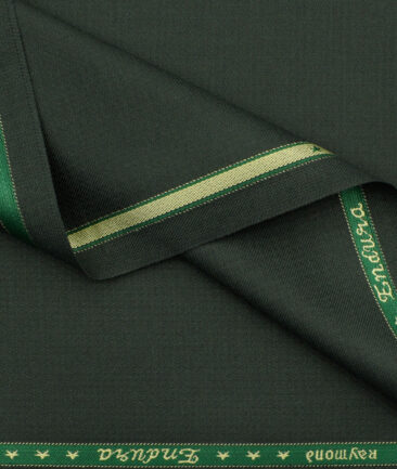 Raymond Men's Polyester Viscose Structured 3.75 Meter Unstitched Suiting Fabric (Dark Green)
