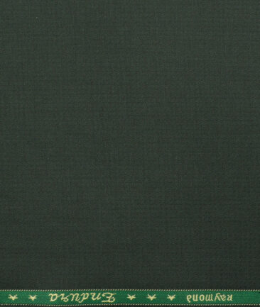 Raymond Men's Polyester Viscose Structured 3.75 Meter Unstitched Suiting Fabric (Dark Green)