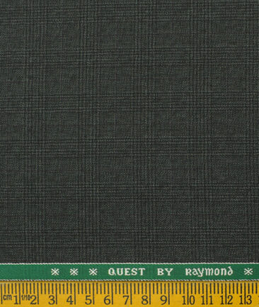 Raymond Men's Polyester Viscose Checks 3.75 Meter Unstitched Suiting Fabric (Dark Grey)