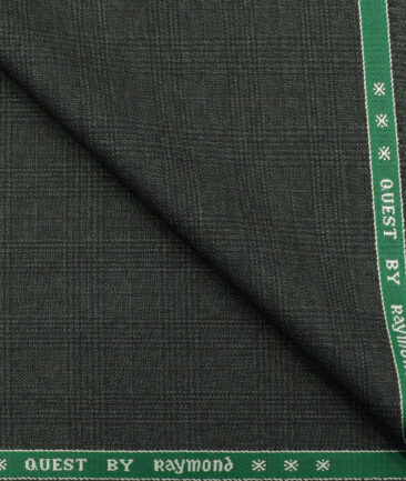 Raymond Men's Polyester Viscose Checks 3.75 Meter Unstitched Suiting Fabric (Dark Grey)