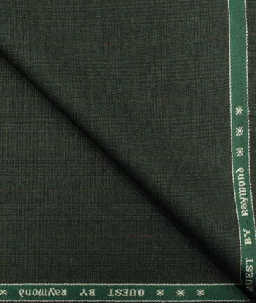 Raymond Men's Polyester Viscose Checks 3.75 Meter Unstitched Suiting Fabric (Dark Green)