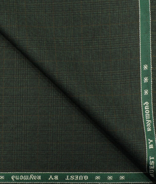 Raymond Men's Polyester Viscose Checks 3.75 Meter Unstitched Suiting Fabric (Dark Green)