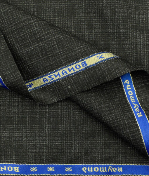Raymond Men's Polyester Viscose Self Design 3.75 Meter Unstitched Suiting Fabric (Black)