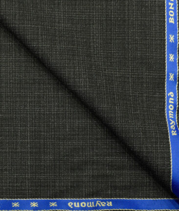 Raymond Men's Polyester Viscose Self Design 3.75 Meter Unstitched Suiting Fabric (Black)