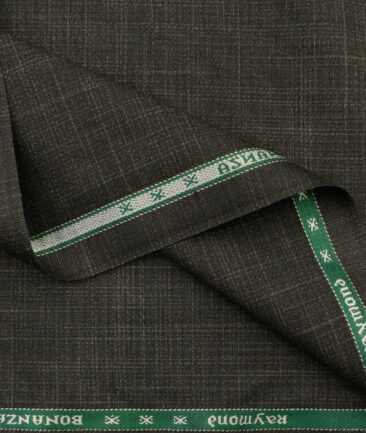 Raymond Men's Polyester Viscose Self Design 3.75 Meter Unstitched Suiting Fabric (Dark Brown)