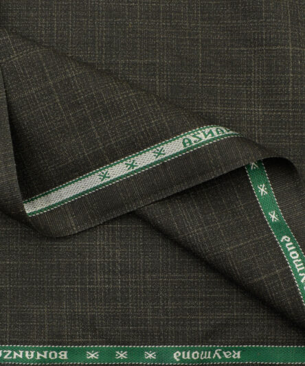 Raymond Men's Polyester Viscose Self Design 3.75 Meter Unstitched Suiting Fabric (Dark Brown)