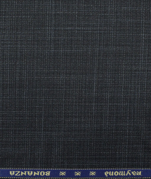 Raymond Men's Polyester Viscose Self Design 3.75 Meter Unstitched Suiting Fabric (Dark Blue)