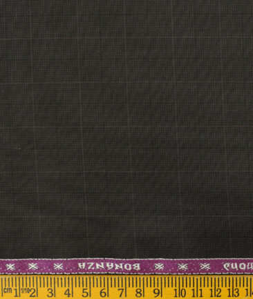 Raymond Men's Polyester Viscose Checks 3.75 Meter Unstitched Suiting Fabric (Dark Wine)