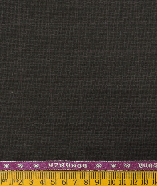 Raymond Men's Polyester Viscose Checks 3.75 Meter Unstitched Suiting Fabric (Dark Wine)