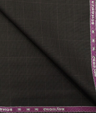 Raymond Men's Polyester Viscose Checks 3.75 Meter Unstitched Suiting Fabric (Dark Wine)