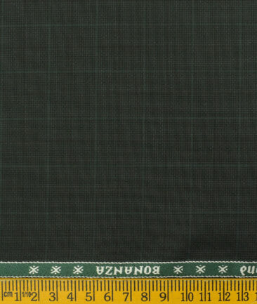 Raymond Men's Polyester Viscose Checks 3.75 Meter Unstitched Suiting Fabric (Dark Sea Green)