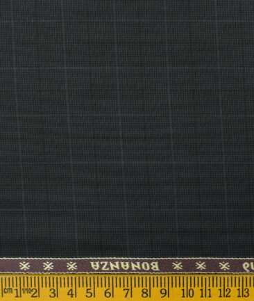 Raymond Men's Polyester Viscose Checks 3.75 Meter Unstitched Suiting Fabric (Dark Grey)