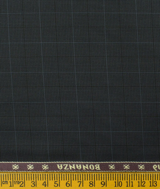 Raymond Men's Polyester Viscose Checks 3.75 Meter Unstitched Suiting Fabric (Dark Grey)