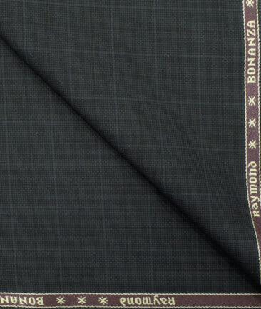 Raymond Men's Polyester Viscose Checks 3.75 Meter Unstitched Suiting Fabric (Dark Grey)