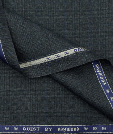 Raymond Men's Polyester Viscose Checks 3.75 Meter Unstitched Suiting Fabric (Dark Blue)