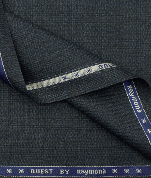 Raymond Men's Polyester Viscose Checks 3.75 Meter Unstitched Suiting Fabric (Dark Blue)