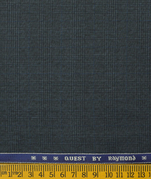 Raymond Men's Polyester Viscose Checks 3.75 Meter Unstitched Suiting Fabric (Dark Blue)
