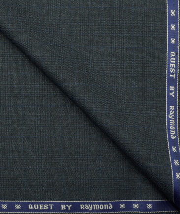 Raymond Men's Polyester Viscose Checks 3.75 Meter Unstitched Suiting Fabric (Dark Blue)