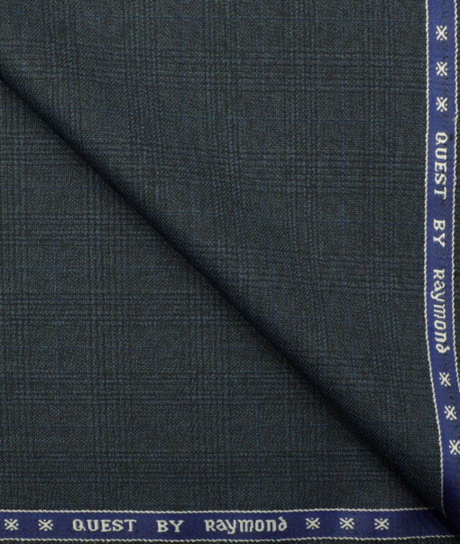 Raymond Men's Polyester Viscose Checks 3.75 Meter Unstitched Suiting Fabric (Dark Blue)