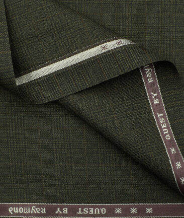 Raymond Men's Polyester Viscose Checks 3.75 Meter Unstitched Suiting Fabric (Dark Green)