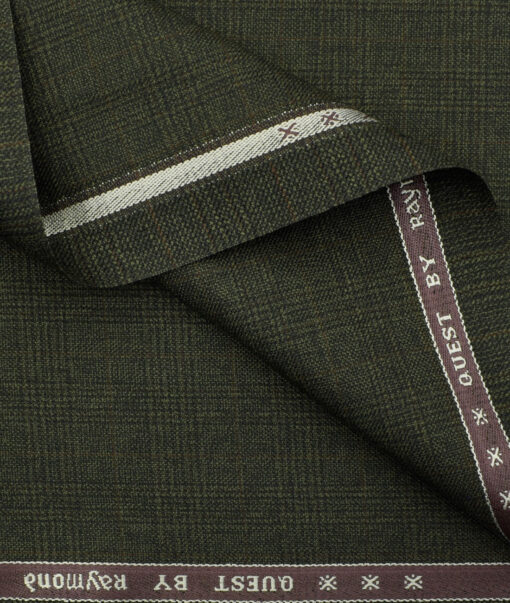 Raymond Men's Polyester Viscose Checks 3.75 Meter Unstitched Suiting Fabric (Dark Green)