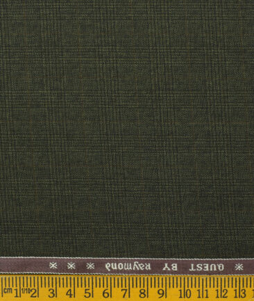 Raymond Men's Polyester Viscose Checks 3.75 Meter Unstitched Suiting Fabric (Dark Green)