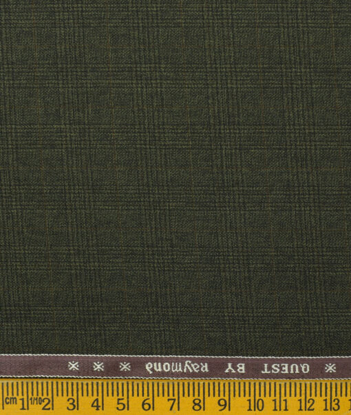 Raymond Men's Polyester Viscose Checks 3.75 Meter Unstitched Suiting Fabric (Dark Green)
