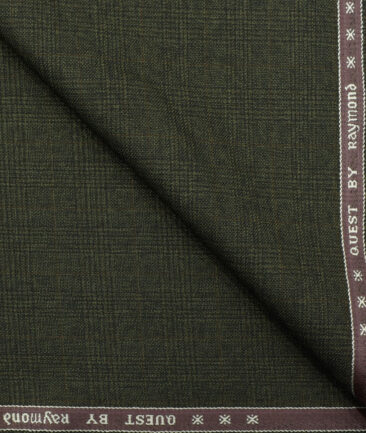 Raymond Men's Polyester Viscose Checks 3.75 Meter Unstitched Suiting Fabric (Dark Green)