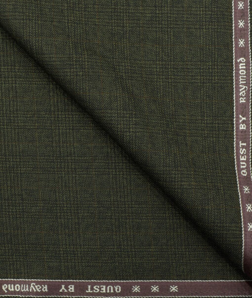 Raymond Men's Polyester Viscose Checks 3.75 Meter Unstitched Suiting Fabric (Dark Green)
