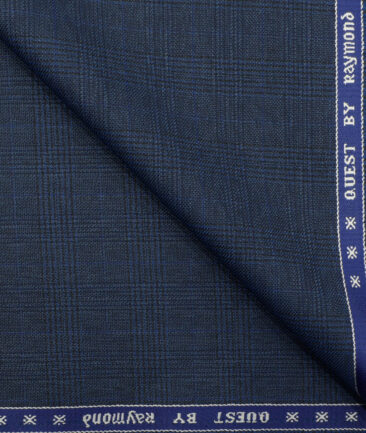 Raymond Men's Polyester Viscose Checks 3.75 Meter Unstitched Suiting Fabric (Royal Blue)
