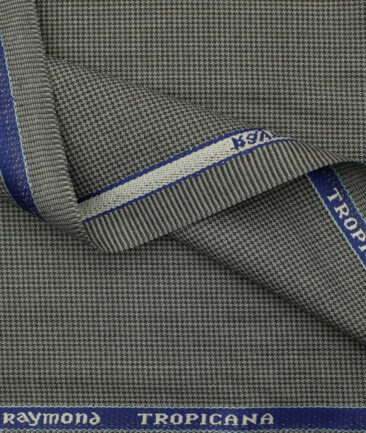 Raymond Men's Polyester Viscose Houndstooth 3.75 Meter Unstitched Suiting Fabric (Light Grey)