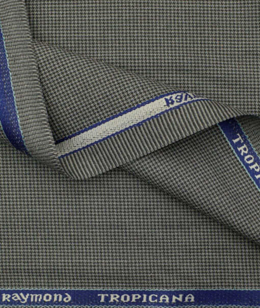 Raymond Men's Polyester Viscose Houndstooth 3.75 Meter Unstitched Suiting Fabric (Light Grey)