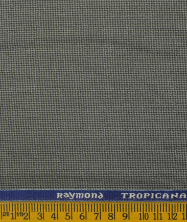 Raymond Men's Polyester Viscose Houndstooth 3.75 Meter Unstitched Suiting Fabric (Light Grey)