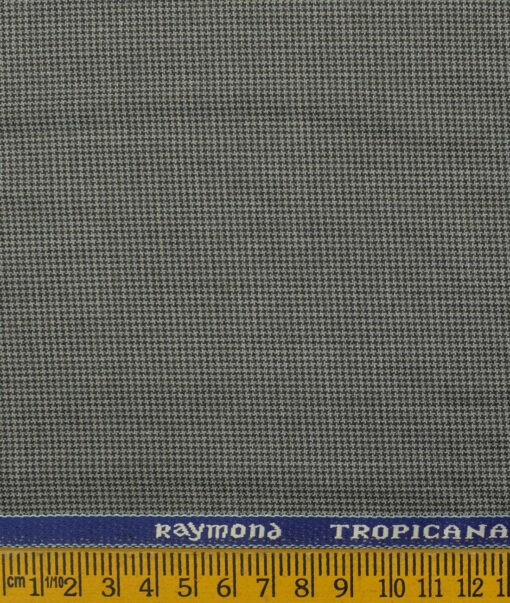 Raymond Men's Polyester Viscose Houndstooth 3.75 Meter Unstitched Suiting Fabric (Light Grey)