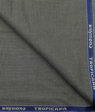 Raymond Men's Polyester Viscose Houndstooth 3.75 Meter Unstitched Suiting Fabric (Light Grey)