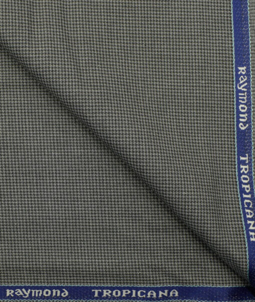 Raymond Men's Polyester Viscose Houndstooth 3.75 Meter Unstitched Suiting Fabric (Light Grey)