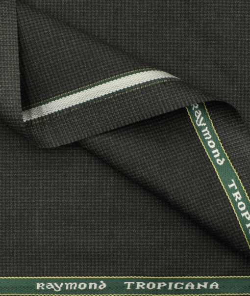 Raymond Men's Polyester Viscose Houndstooth 3.75 Meter Unstitched Suiting Fabric (Blackish Grey)