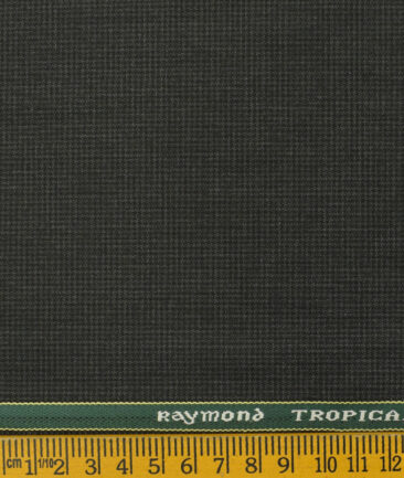 Raymond Men's Polyester Viscose Houndstooth 3.75 Meter Unstitched Suiting Fabric (Blackish Grey)