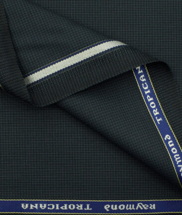 Raymond Men's Polyester Viscose Houndstooth 3.75 Meter Unstitched Suiting Fabric (Dark Peacock Blue)