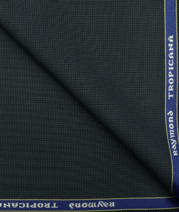 Raymond Men's Polyester Viscose Houndstooth 3.75 Meter Unstitched Suiting Fabric (Dark Peacock Blue)
