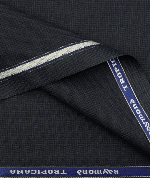 Raymond Men's Polyester Viscose Houndstooth 3.75 Meter Unstitched Suiting Fabric (Dark Navy Blue)