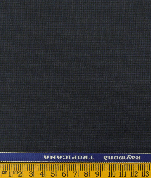 Raymond Men's Polyester Viscose Houndstooth 3.75 Meter Unstitched Suiting Fabric (Dark Navy Blue)