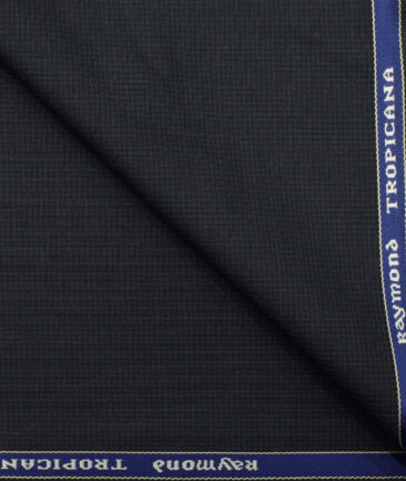 Raymond Men's Polyester Viscose Houndstooth 3.75 Meter Unstitched Suiting Fabric (Dark Navy Blue)