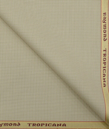 Raymond Men's Polyester Viscose Houndstooth 3.75 Meter Unstitched Suiting Fabric (Beige)