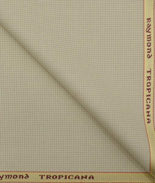 Raymond Men's Polyester Viscose Houndstooth 3.75 Meter Unstitched Suiting Fabric (Beige)